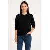 Kadın 3 İplik Pamuklu Düz Bisiklet Yaka SweatShirt - Siyah