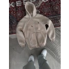 Kadın 3 İplik Pamuklu Kapüşonlu Kanguru Cepli Baskılı Oversize Hoodie Sweatshirt - Bej