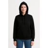 Kadın 3 İplik Pamuklu Kapüşonlu Kanguru Cepli Sweatshirt hoodie - Siyah
