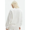 Kadın 3 İplik Pamuklu Oversize Yarım Fermuarlı Yakalı Basic Sweatshirt - Beyaz
