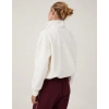 Kadın 3 İplik Pamuklu Oversize Yarım Fermuarlı Yakalı Basic Sweatshirt - Beyaz