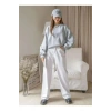 Kadın 3 İplik Pamuklu Oversize Yarım Fermuarlı Yakalı Basic Sweatshirt - Gri