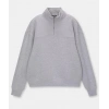 Kadın 3 İplik Pamuklu Oversize Yarım Fermuarlı Yakalı Basic Sweatshirt - Gri
