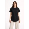 Kadın Basic T-Shirt Kısa Kol Bisiklet Yaka Oval Kesim Tişört - Siyah