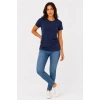 Kadın Basic Tişört Bisiklet Yaka Kısa Kol Günlük Yazlık Slim fit T-Shirt - Lacivert
