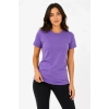 Kadın Basic Tişört Bisiklet Yaka Kısa Kol Günlük Yazlık Slim fit T-Shirt - Mor