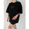 Kadın Baskılı kısa kol Oversize T-Shirt - Siyah
