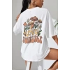 Kadın Baskılı Oversize kısa kol T-Shirt - Beyaz