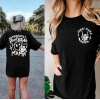 Kadın Baskılı T-Shirt Kısa Kol Bisiklet Yaka Oversize Rahat Kalıp Tişört - Siyah