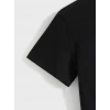 Kadın Baskılı Tişört Kısa Kol Bisiklet Yaka T-shirt - Siyah