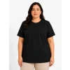 Kadın Battal Big Size Basic Tişört Bisiklet Yaka Rahat Kalıp T-Shirt - Siyah