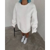 Kadın Bisiklet Yaka 3 İplik Pamuklu Basic SweatShirt - Beyaz