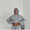 Kadın Bisiklet Yaka 3 İplik Pamuklu Basic SweatShirt - Gri