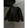 Kadın Bisiklet Yaka 3 İplik Pamuklu Basic SweatShirt - Siyah