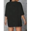 Kadın Brooklyn Baskılı Tişört Kısa Kol Bisiklet Yaka Oversize T-Shirt - Siyah