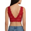 Kadın Dantel Bralet Crop Sütyen V Yaka Askılı Şık Esnek Rahat - Kırmızı