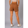 Kadın Dokuma Kumaş Cepli Bağcıklı Regular Fit Yazlık Şort - Kahverengi