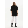 Kadın Düz  Kısa kol Penye T-shirt - Siyah