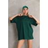 Kadın Düz  Kısa kol Penye T-shirt- Yeşil