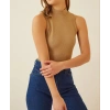 Kadın Full Likralı Fitilli Kaşkorse Body - Camel