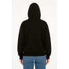 Kadın Kapüşonlu 3 İplik Şardonlu Önü Baskılı Fermuarlı Oversize Sweatshirt - Siyah