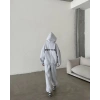 Kadın Nakış İşlemeli 3 İplik Pamuklu Sweat Alt-Üst Takım- Gri