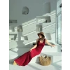Kadın Örgülü Uzun Triko Elbise - Bordo