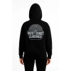 Kadın Oversize Kapüşonlu Cepli Baskılı 3 İplik Pamuklu Hoodie Sweatshirt - Siyah