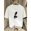Kadın T-Shirt Bisiklet Yaka Kısa kol Baskılı tişört - Beyaz