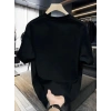 Kadın T-Shirt Bisiklet Yaka Kısa kol Baskılı Tişört - Siyah