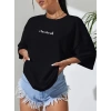 Kadın T-shirt Penye Compack Classical Baskılı Kısa kol Tişört - Siyah
