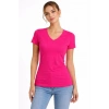 Kadın T-Shirt V Yaka Slim Fit Likralı Tişört Yazlık Basic Body - Pembe