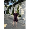 Kadın Yakalı Gömlek Kemerli Şortlu Alt-Üst Takım - Bordo