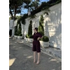 Kadın Yakalı Gömlek Kemerli Şortlu Alt-Üst Takım - Bordo