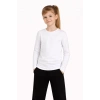 Kız Çocuk Basic Uzun Kollu Tişört Okul Günlük Rahat T-Shirt - Beyaz