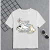 Kız Çocuk Bisiklet Yaka Baskılı T-Shirt - Beyaz