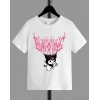 Kız Çocuk Bisiklet Yaka Baskılı T-Shirt - Beyaz