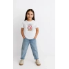 Kız Labubu Çocuk Baskılı T-Shirt - Beyaz