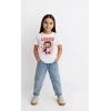 Kız Labubu Çocuk Baskılı T-Shirt - Beyaz