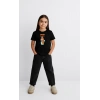 Kız Labubu Çocuk Baskılı T-Shirt - Siyah