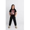 Kız Labubu Çocuk Baskılı T-Shirt - Siyah