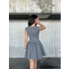 Kolsuz Mini Elbise- Gri
