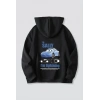 Sevgililer Günü Araba Temalı Baskılı Oversize Kapüşonlu Sweatshirt Hoodie - Siyah