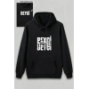 Sevgililer Günü Özel Kapüşonlu Beyci Baskılı Oversize Sweatshirt - Siyah