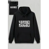Sevgililer Günü Özel Kapüşonlu Hanımcı Baskılı Oversize Sweatshirt - Siyah