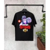 Unisex Bisiklet Yaka Kısa Kol Baskılı Çocuk T-Shirt - Siyah