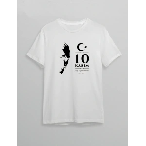 10 Kasım Atatürk Baskılı T-shirt - Beyaz