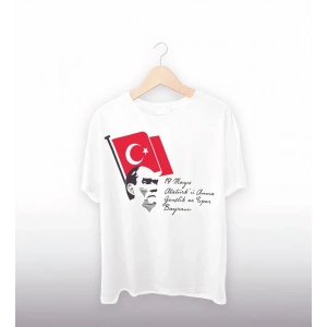 19 Mayıs Baskılı T-shirt - Beyaz