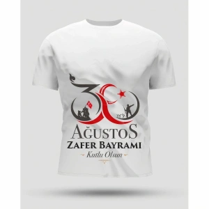 30 Ağustos Zafer Bayramı Baskılı Oversize Bisiklet Yaka T-shirt