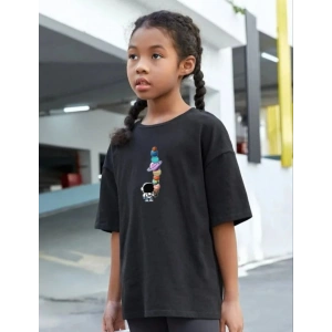 Çocuk Unisex Baskılı T-Shirt - Siyah